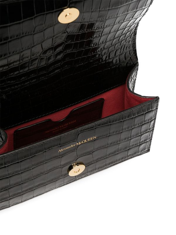 Alexander McQueen Jewelled Crocodile-Embossed Shoulder Bag