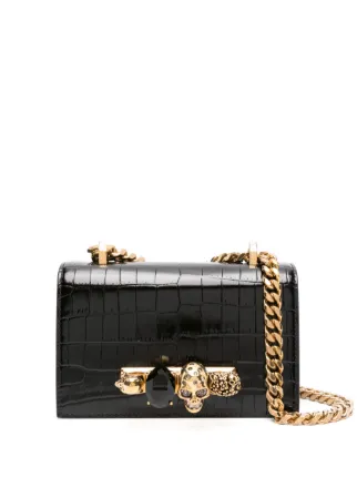 Alexander McQueen Bolsa Transversal The Jewelled | Preto | FARFETCH BR