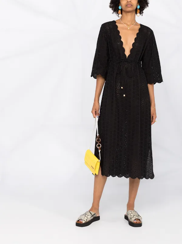 lace embroidered midi dress