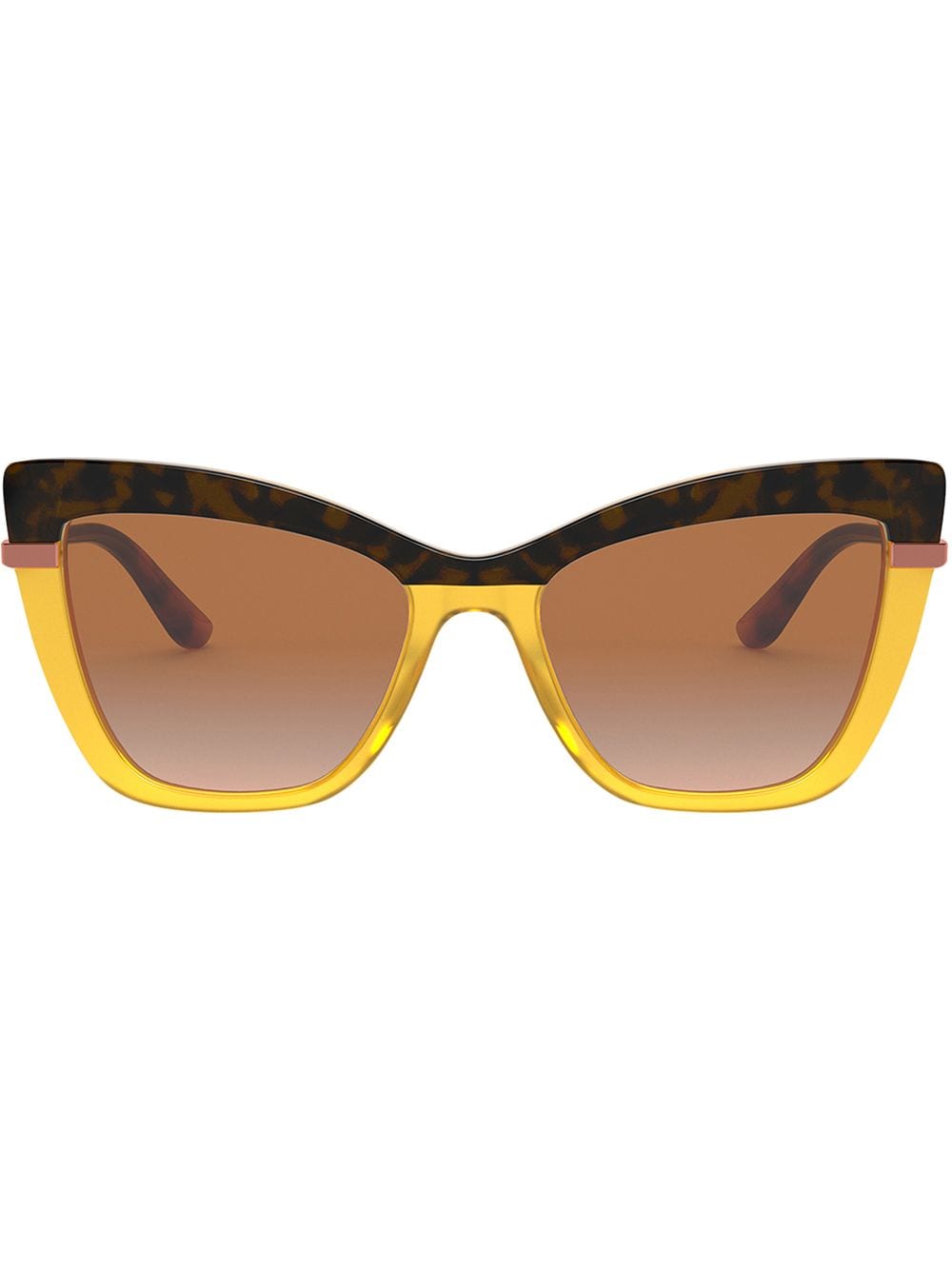 Shop Dolce & Gabbana Two-tone Oversized Sunglasses In Brown