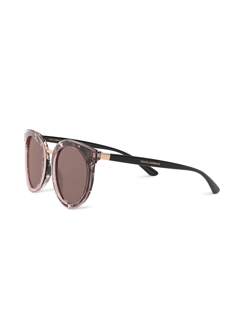 Dolce & Gabbana Eyewear transparent-trim tortoiseshell round sunglasses - Pink