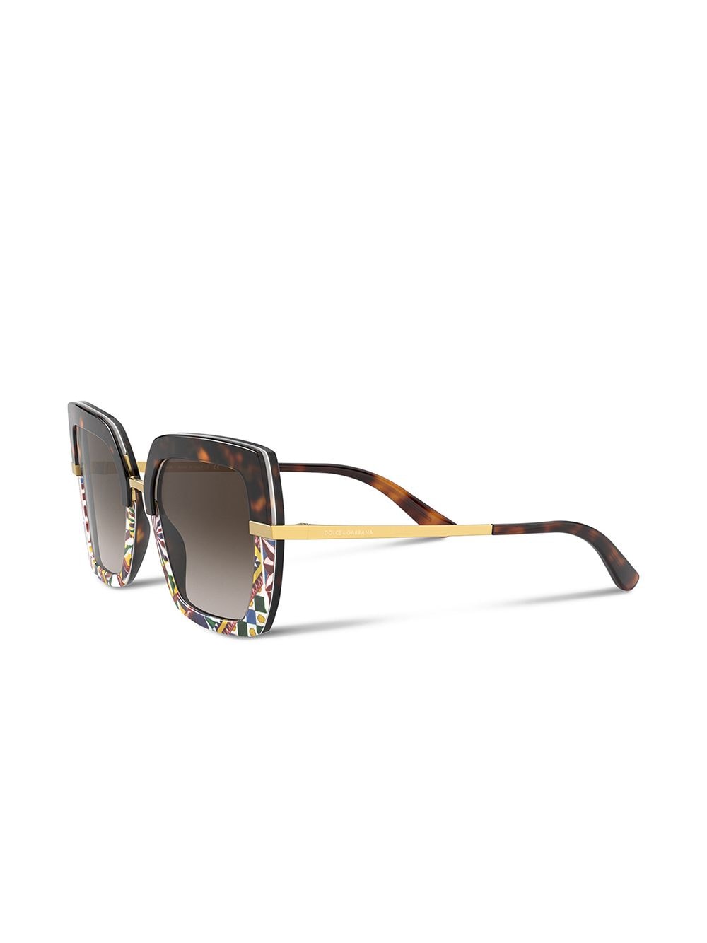 Shop Dolce & Gabbana Printed Square-frame Sunglasses In Brown