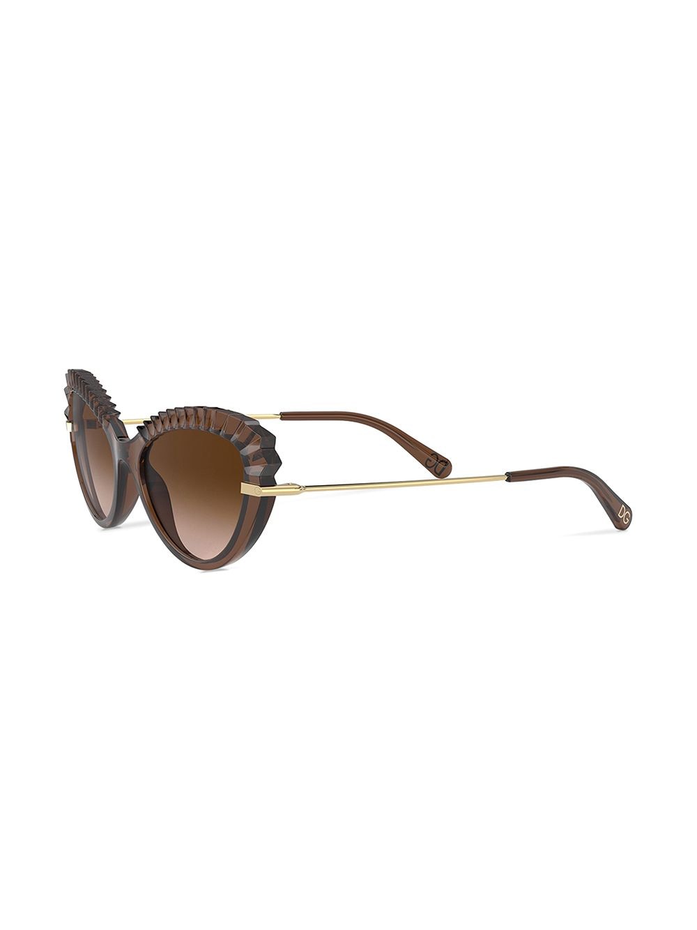 Shop Dolce & Gabbana Plissé Cat Eye Sunglasses In Brown