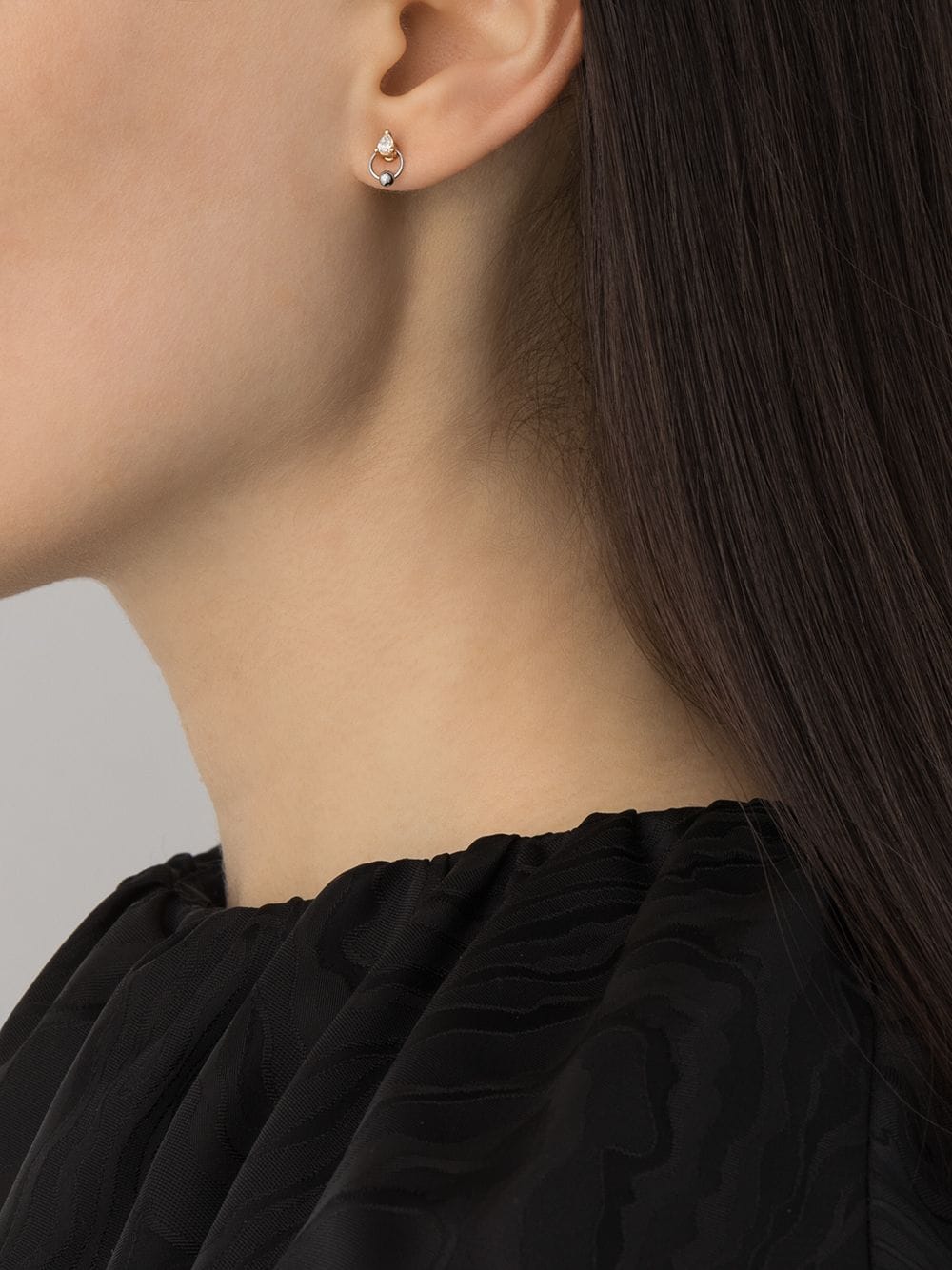 Shop Delfina Delettrez 18kt Gold Diamond Two In One Piercing Earring