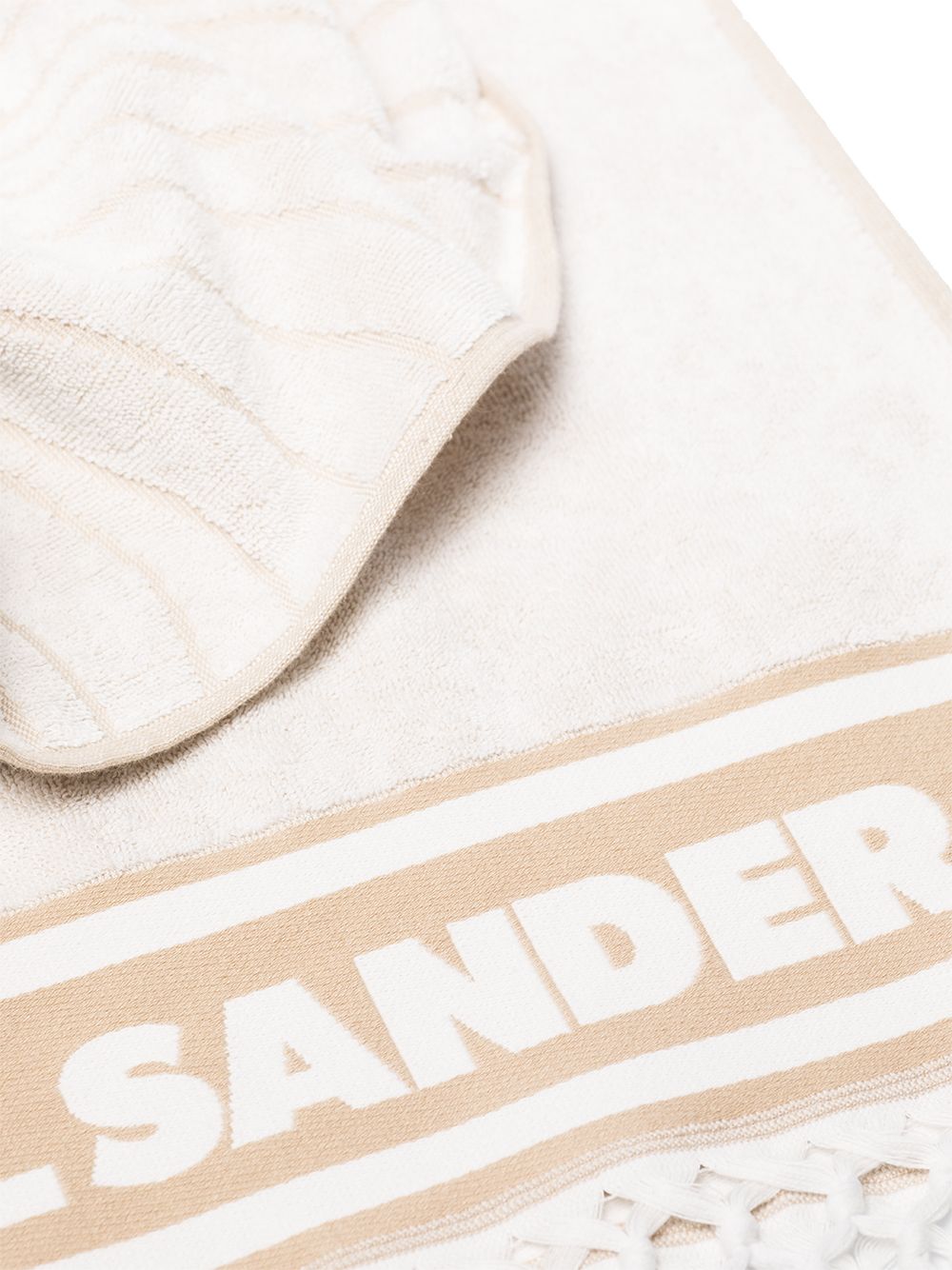 Shop Jil Sander Logo-tape Cotton Towel In Neutrals