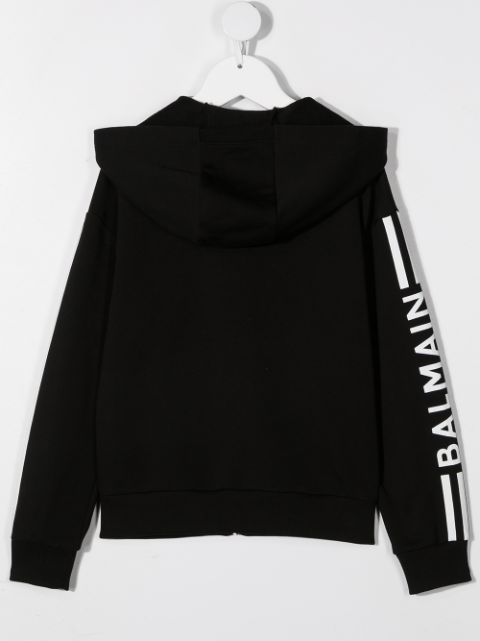 side-logo zipped hoodie