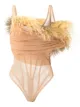 Image 1 of David Koma net and feather bodysuit