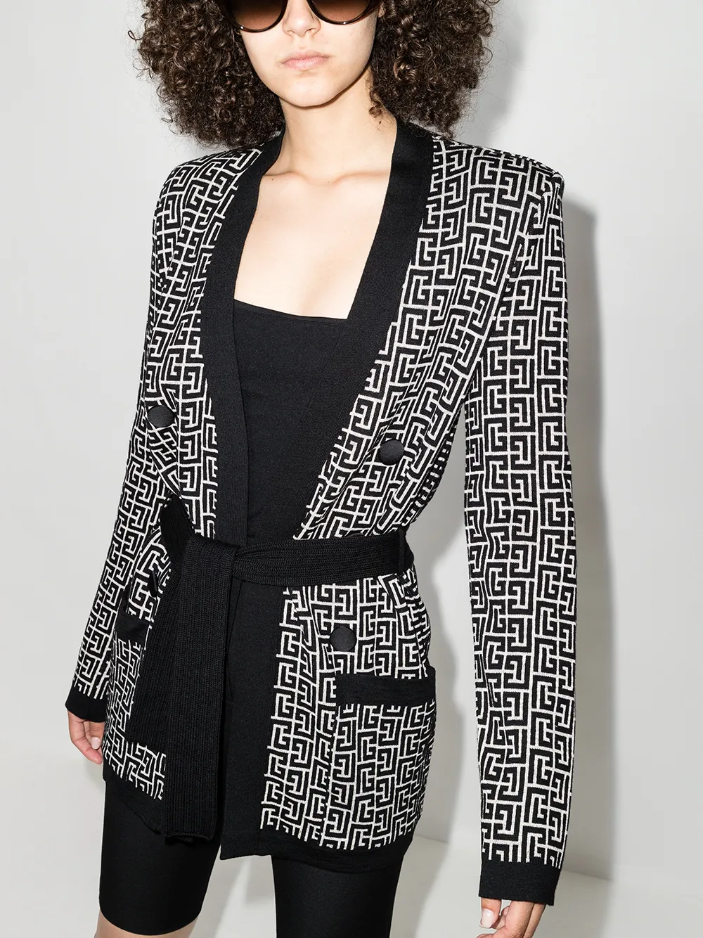Imagem 2 de Balmain Cardigan com amarração e padronagem monogramada