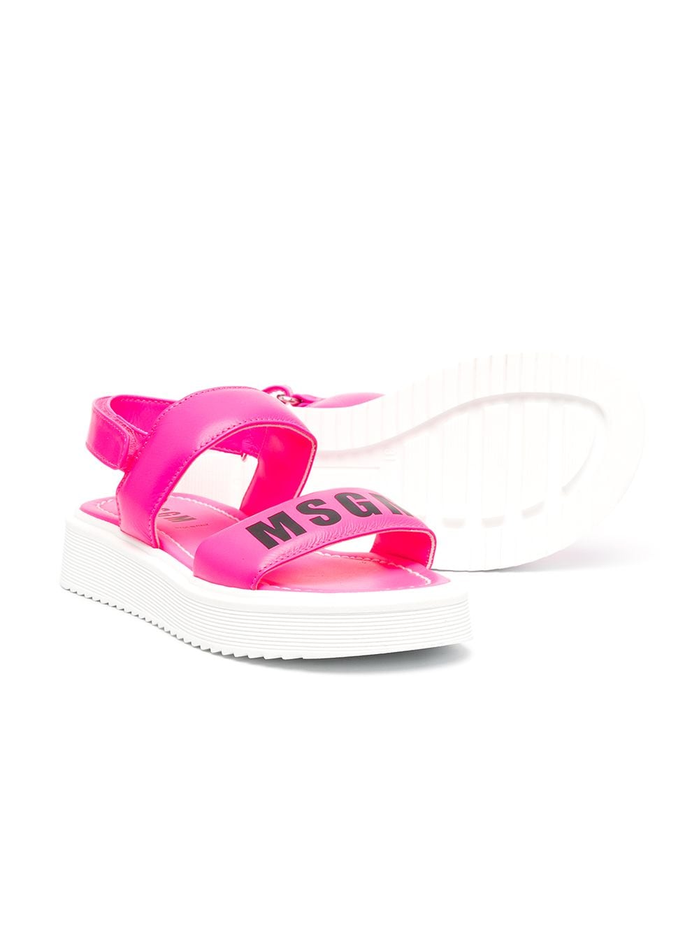 Shop Msgm Teen Logo-print Strappy Sandals In Pink