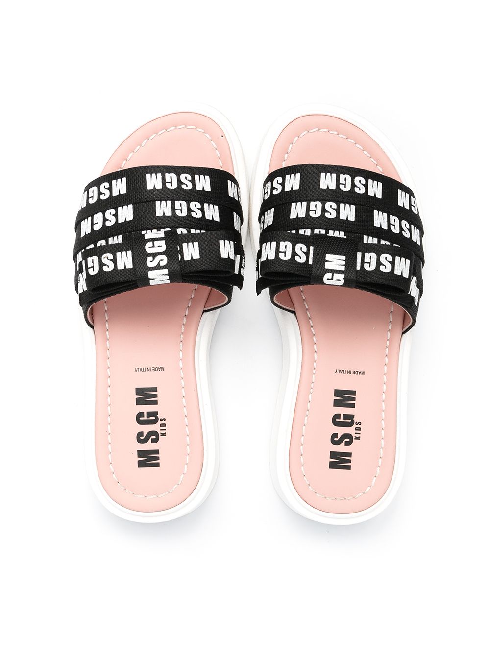 Shop Msgm Logo-print Leather Sandals In Black