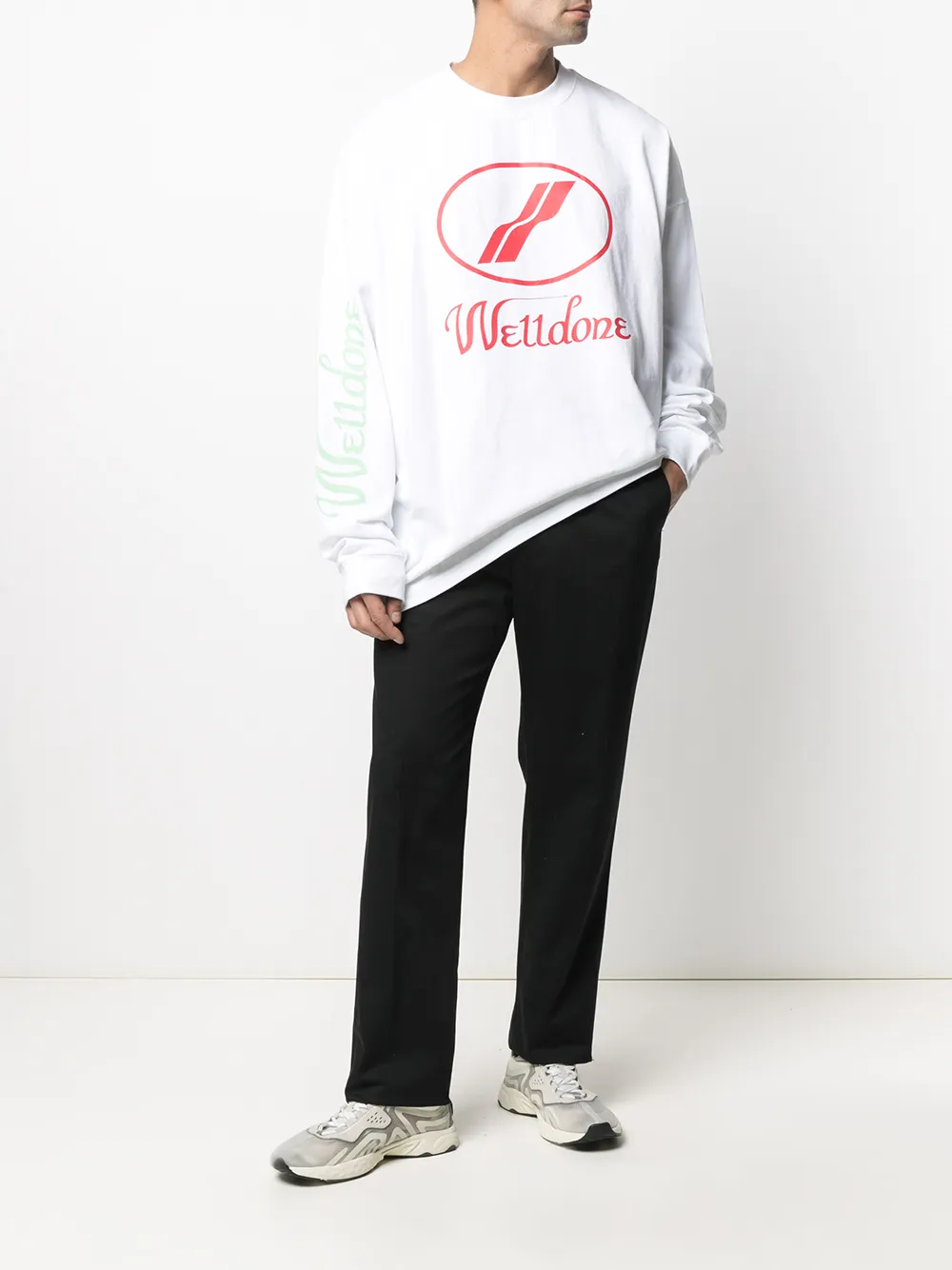 We11done T-shirt met logoprint - Wit