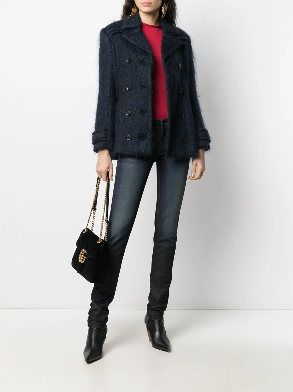 фото Gucci двубортное фактурное пальто