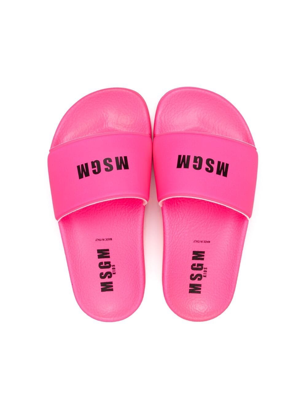 Shop Msgm Logo-print Slides In Pink