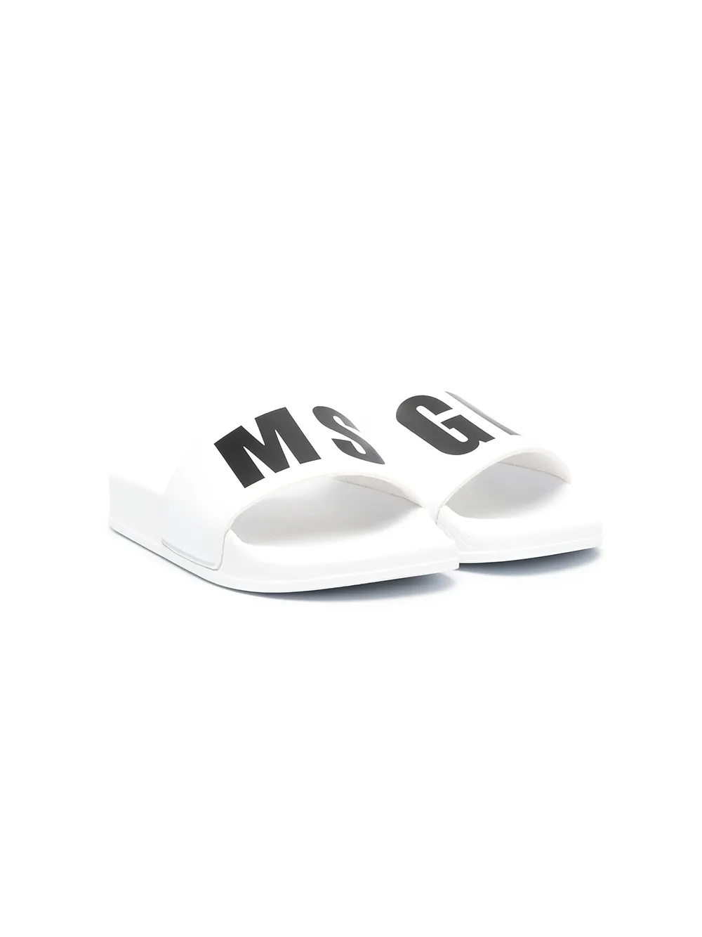 Msgm Teen Two-tone Logo-print Sliders In White