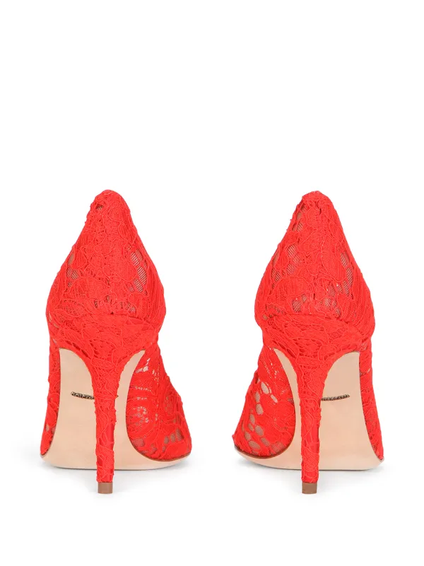パンプス Dolce & Gabbana FW25 LACE PUMPS (CD0066 AE637 80997) Dolce & Gabbana Embellished Lace Pumps | Red | FARFETCH