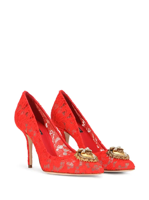 パンプス Dolce & Gabbana Lace Pumps Dolce & Gabbana Embellished Lace Pumps | Red | FARFETCH