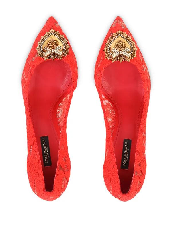 ドルチェ&ガッバーナ Dolce & Gabbana Lace Pumps Fuchsia Crystal-embellished lace pumps | DOLCE&GABBANA | NET