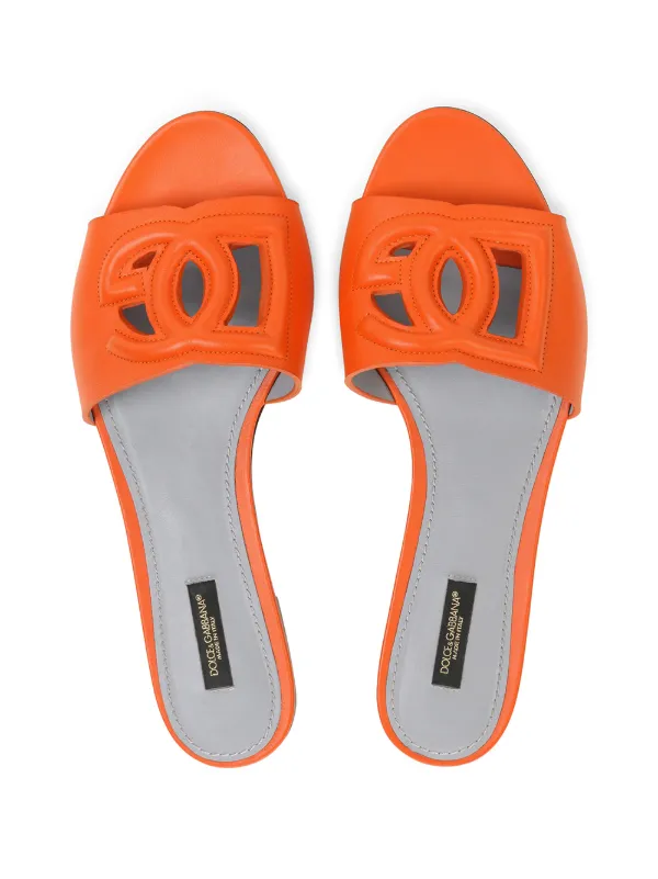 Dolce Gabbana DG Millenials Leather Sandals Orange FARFETCH UK