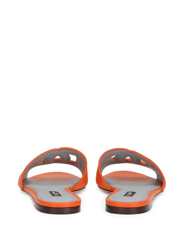 Dolce & Gabbana DG Millennials Leather Slides | Orange