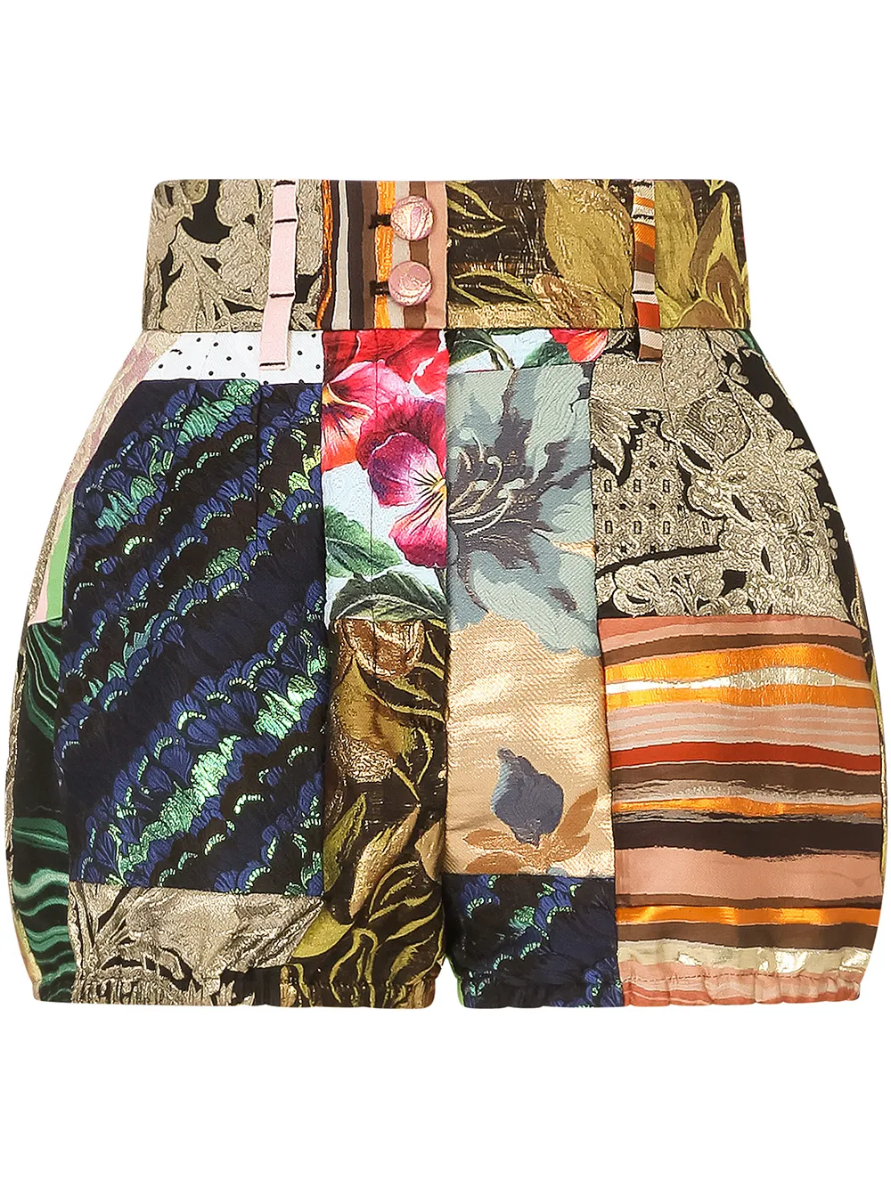 DOLCE & GABBANA PATCHWORK JACQUARD-WOVEN SHORTS