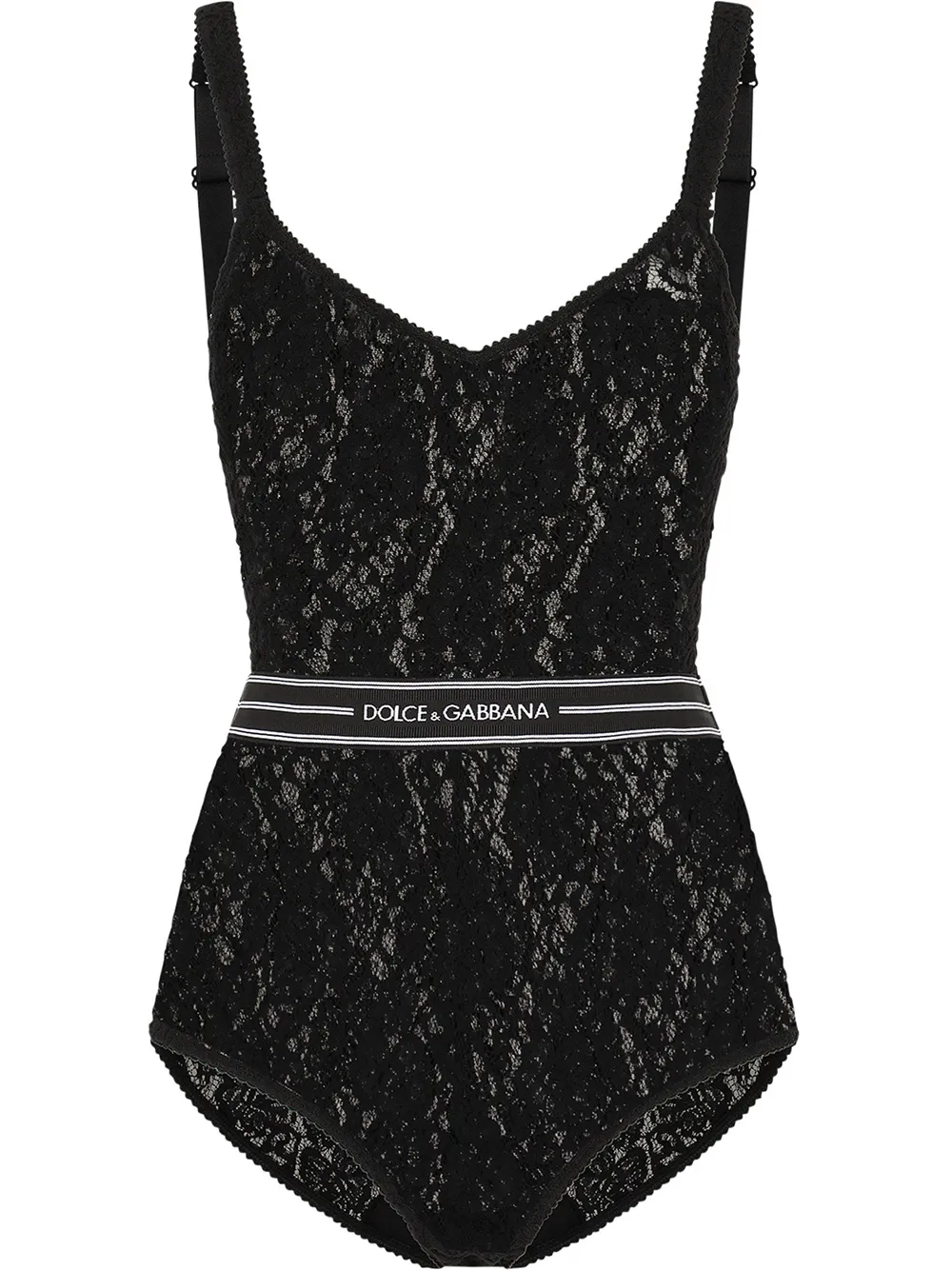 

Dolce & Gabbana body de encaje floral - Negro