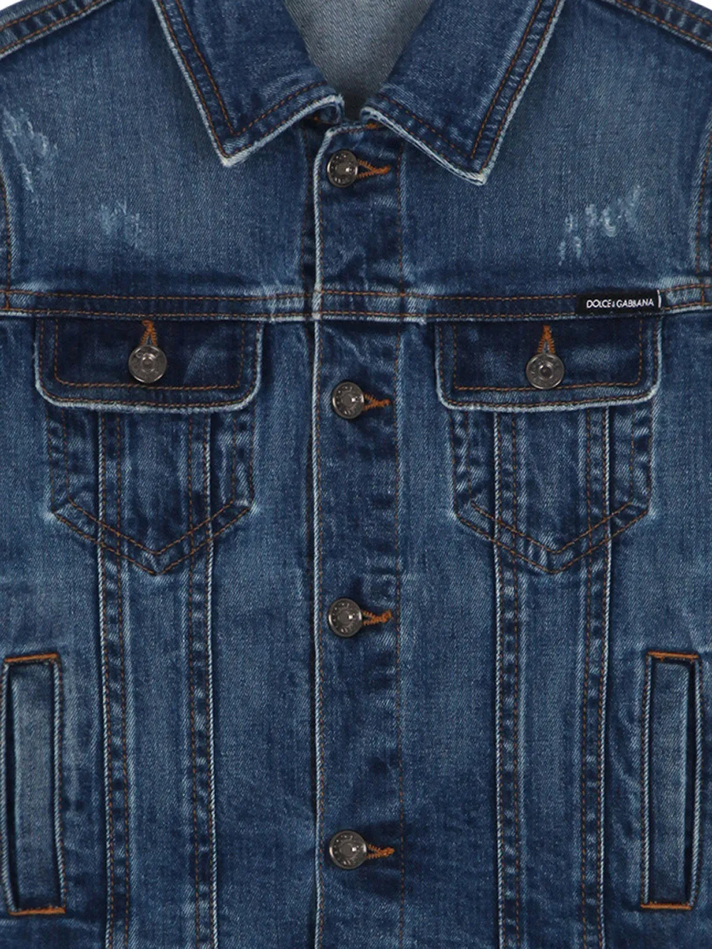 фото Dolce & gabbana kids джинсовая куртка с нашивкой-логотипом