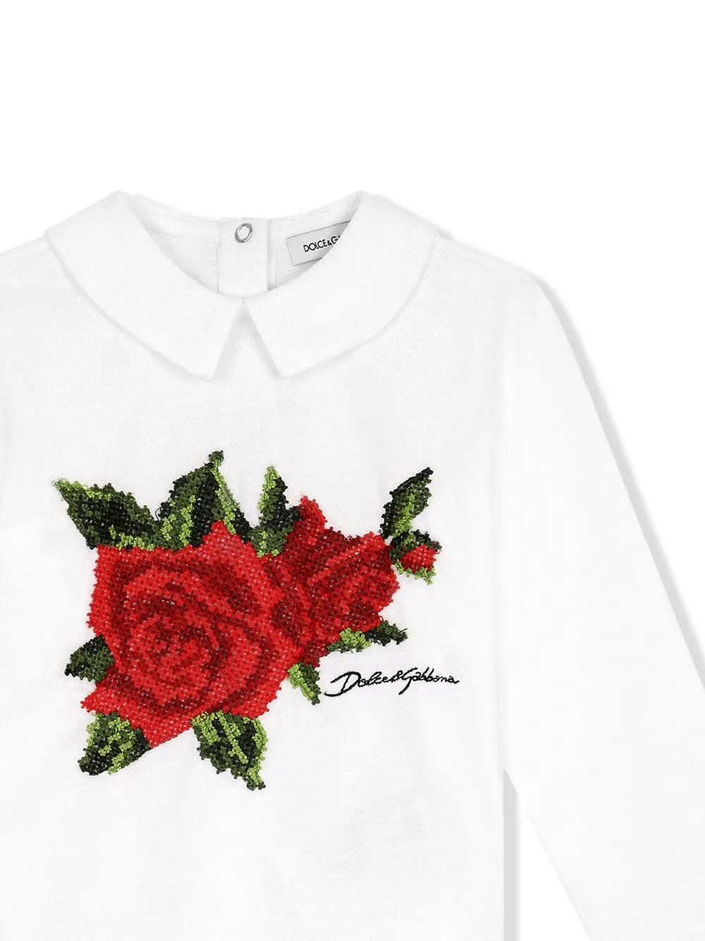 Shop Dolce & Gabbana Rose-embroidered Blouse In White