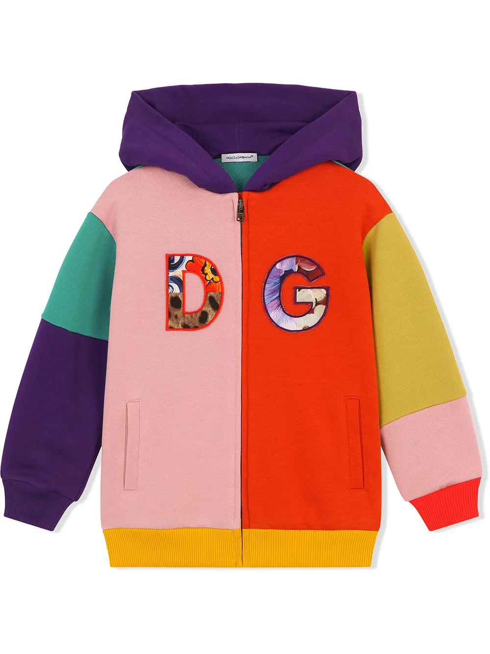 фото Dolce & gabbana kids худи в стиле колор-блок с нашивкой-логотипом