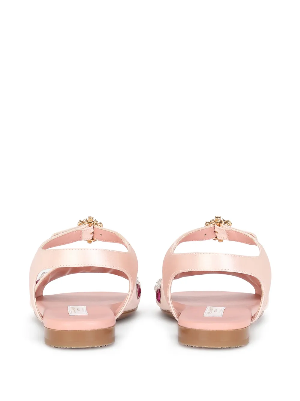 Shop Dolce & Gabbana Bejewelled Ankle-strap Satin Sandals In Pink