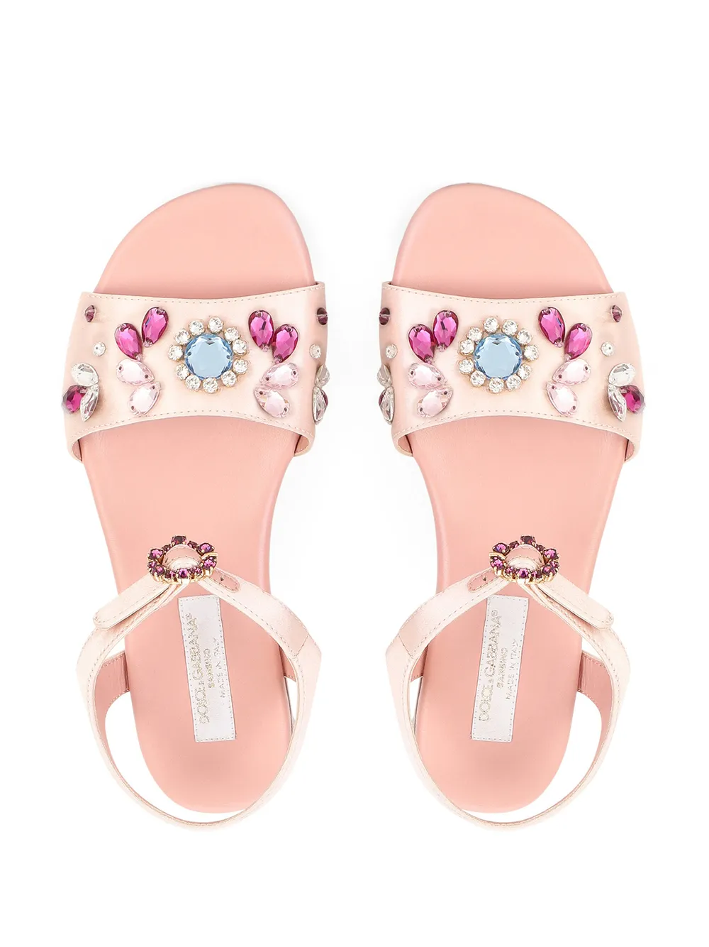 Shop Dolce & Gabbana Bejewelled Ankle-strap Satin Sandals In Pink