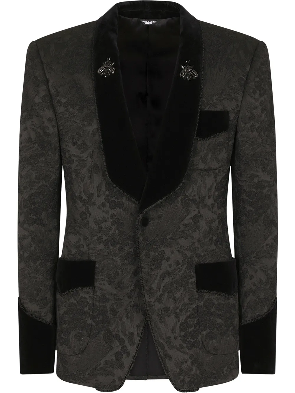 Dolce & Gabbana blazer con motivo floral en jacquard - Negro