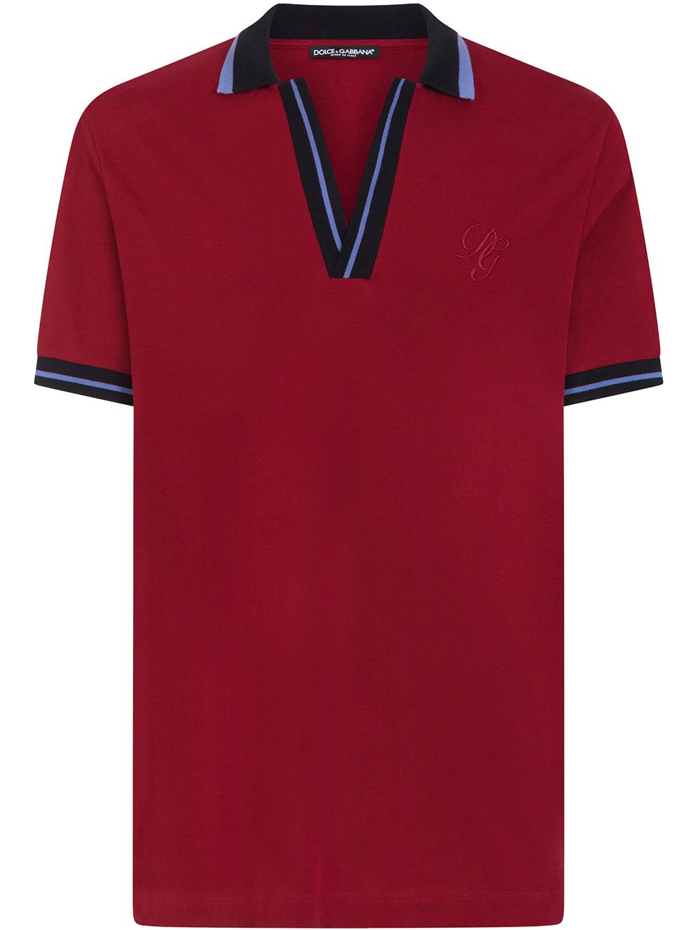 Dolce & Gabbana Embroidered Logo Cotton Polo Shirt In R0910 Burgundy