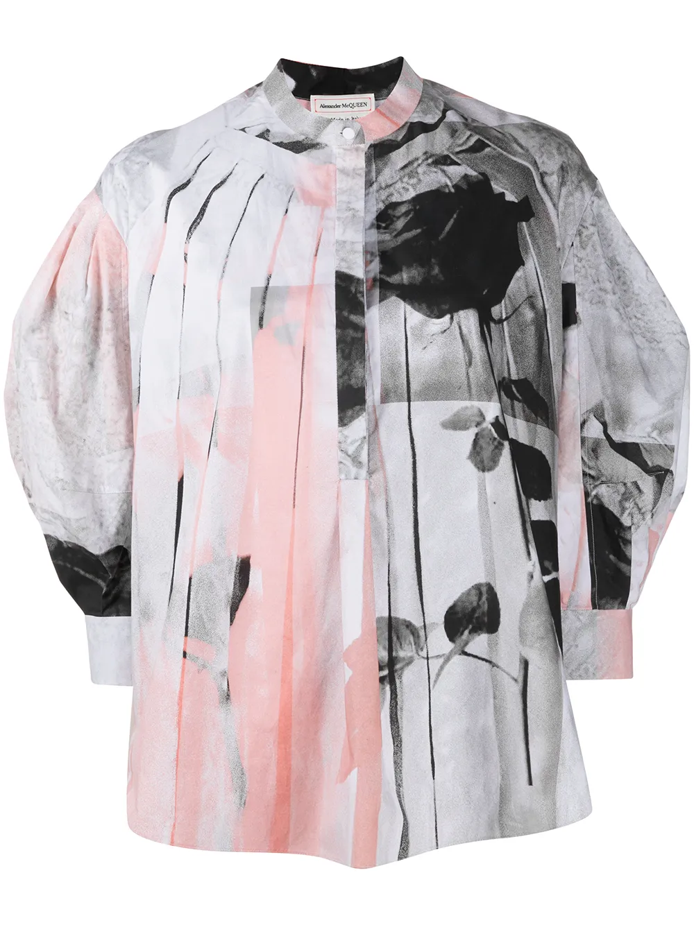 trompe-l'œil rose-print shirt