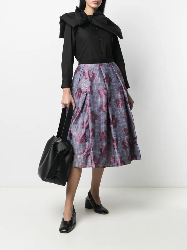 Comme Des Garcons Tricot Plaid Floral Skirt Farfetch