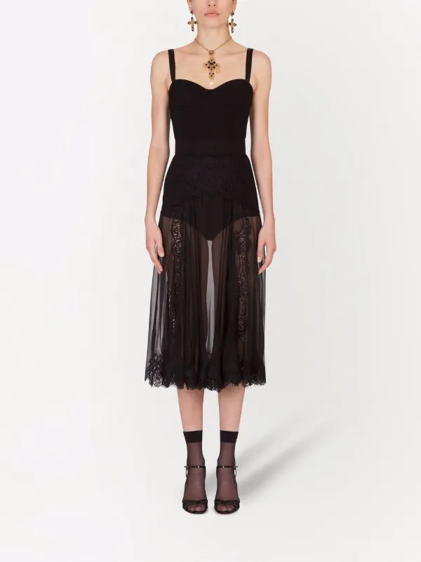 【送料&関税込】Dolce & Gabbana Chantilly Lace Midi Skir Chantilly lace midi skirt in Black for Women | Dolce&Gabbana® US