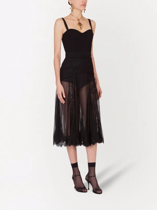 Dolce & Gabbana chantilly-lace Chiffon Midi Skirt | Black