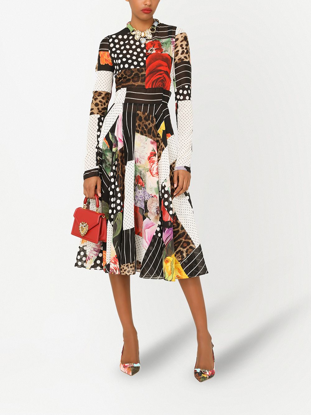 Dolce & Gabbana Patchwork Chiffon And Georgette Dress - Farfetch