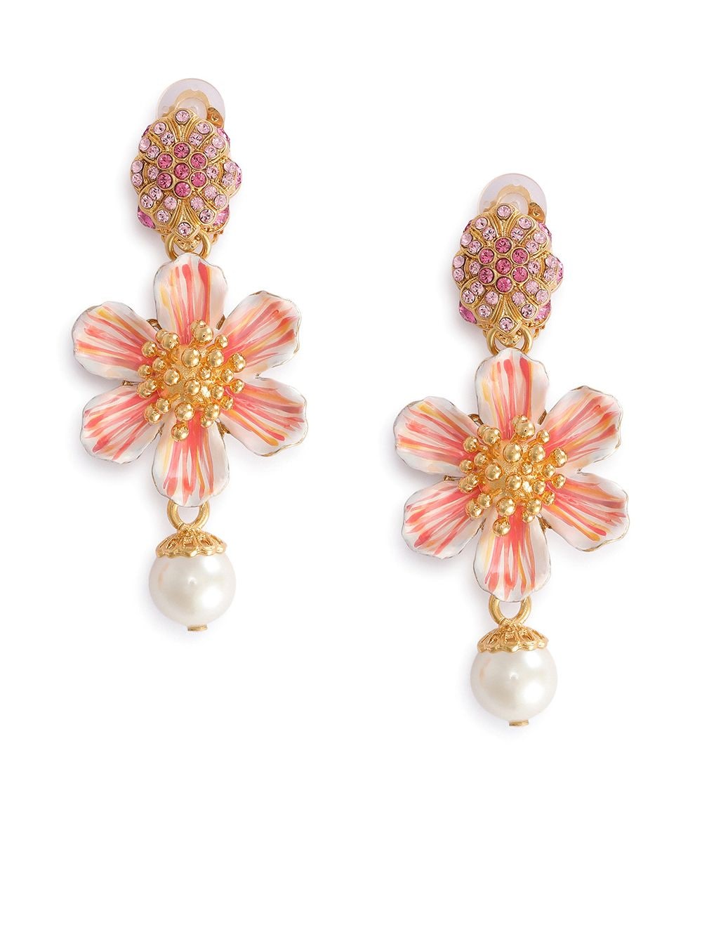 Dolce & Gabbana Flower Pearl Drop clip-on Earrings - Farfetch