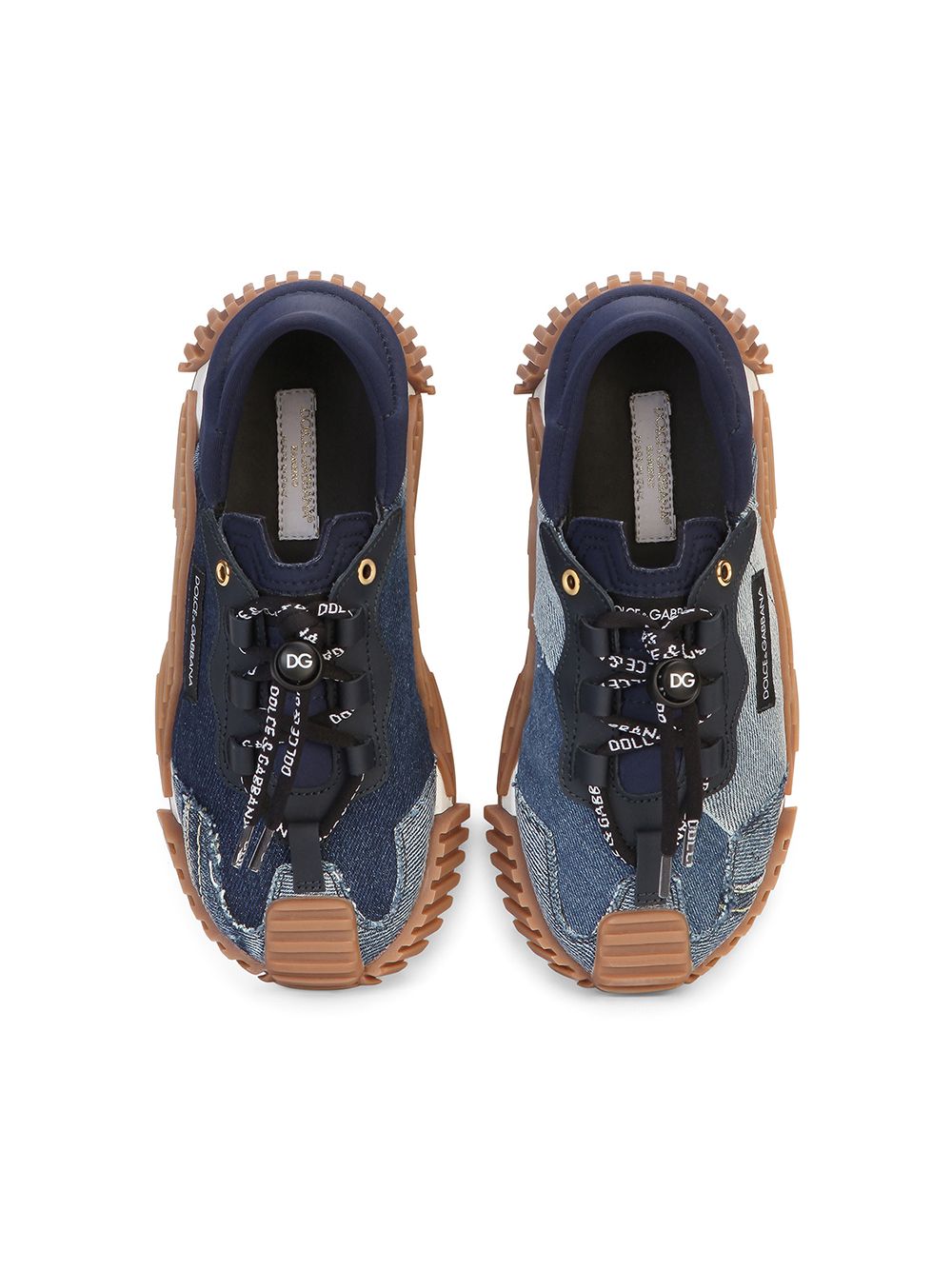 Shop Dolce & Gabbana Ns1 Patchwork-denim Sneakers In Blue