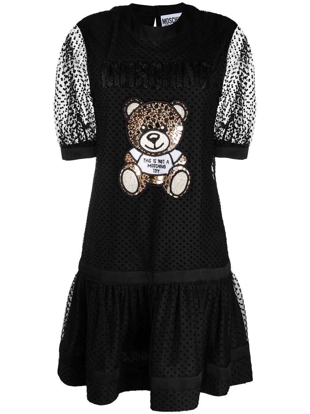 фото Moschino платье с декором teddy bear