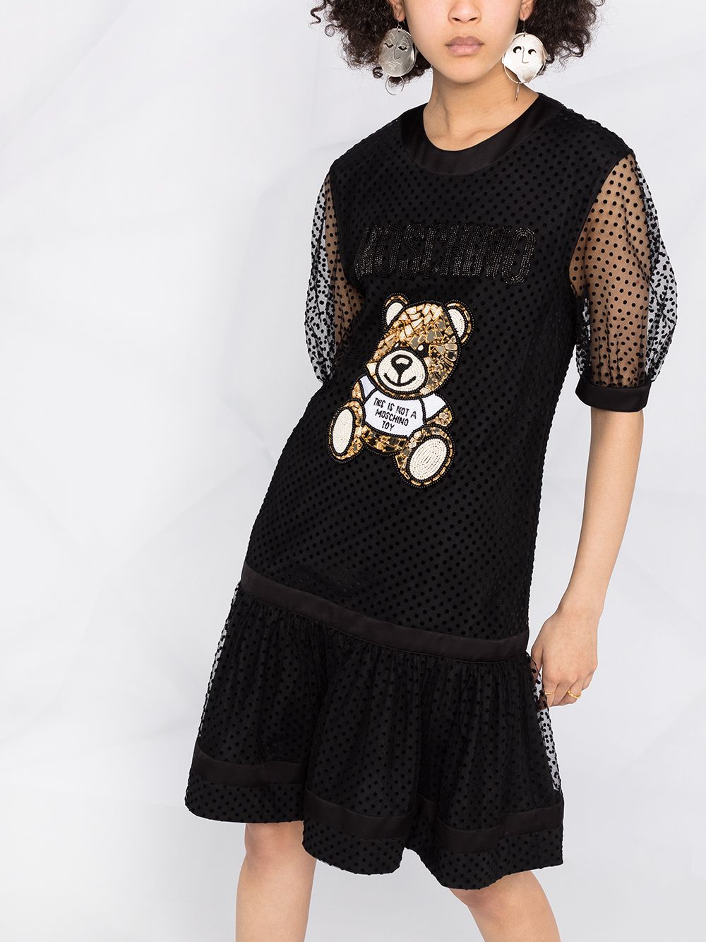 фото Moschino платье с декором teddy bear