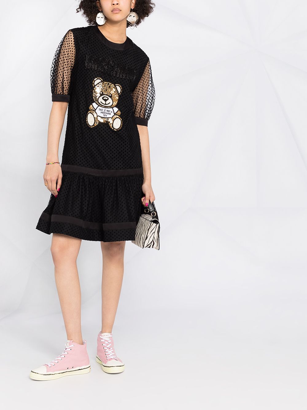 фото Moschino платье с декором teddy bear