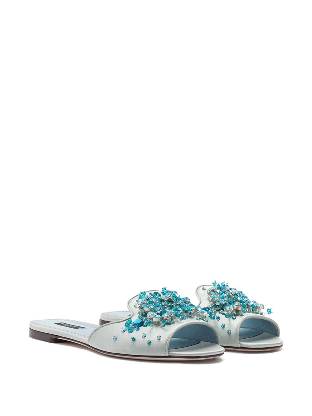 Dolce & Gabbana embellished silk slides - Green