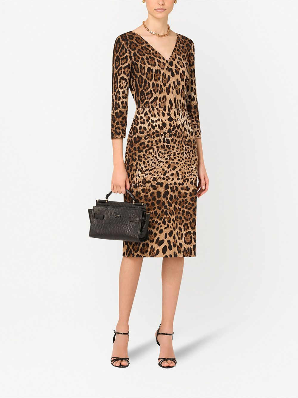 фото Dolce & gabbana платье миди с леопардовым принтом