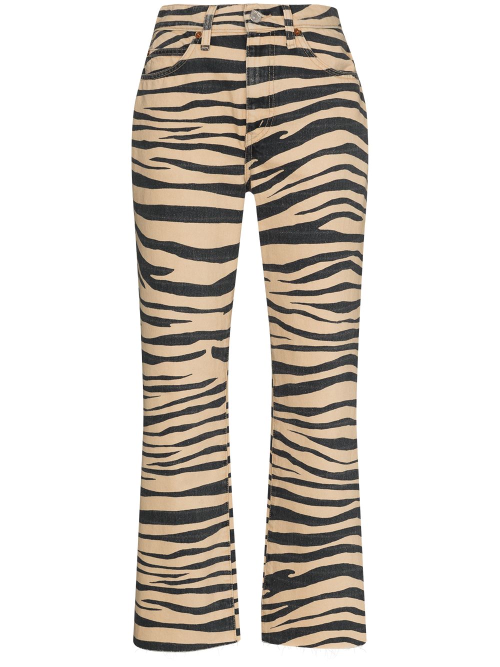 фото Re/done укороченные джинсы из винтажного денима с тигровым принтом