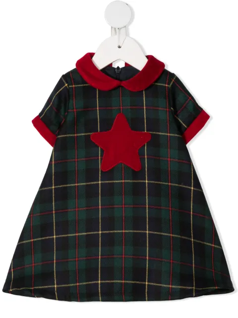 La Stupenderia tartan star-patch dress