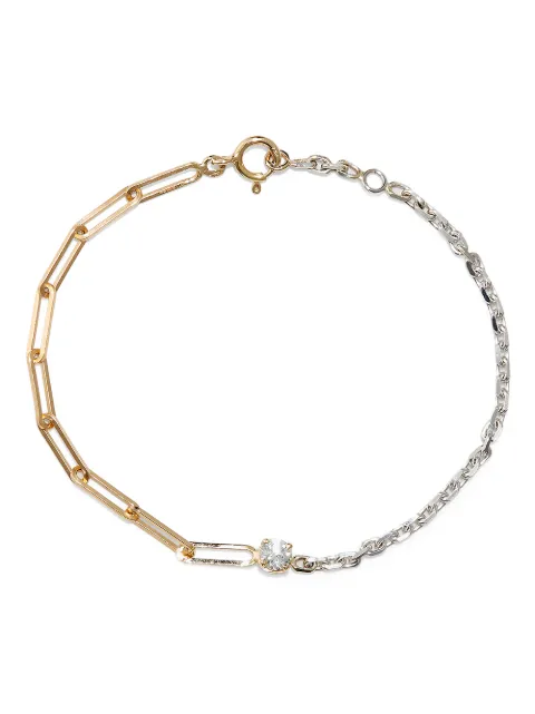 Yvonne Léon Pulseira de ouro branco e amarelo 18k com diamante solitário