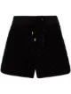 Image 1 of Balmain monogram-pattern velvet track shorts