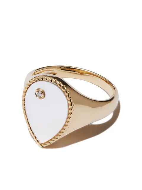 Yvonne Léon anillo en oro amarillo de 9kt con perla y diamante