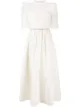 Image 1 of Self-Portrait ruched-sleeve flared midi gown
